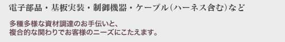 多種多様な資材調達のお手伝いと、複合的な関わりでお客様のニーズにこたえます。